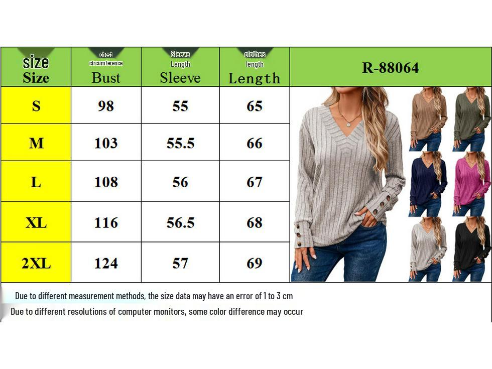 European-American Women's V-Neck Long Sleeve Button Shirt - New Fall/Winter 2025 Collection