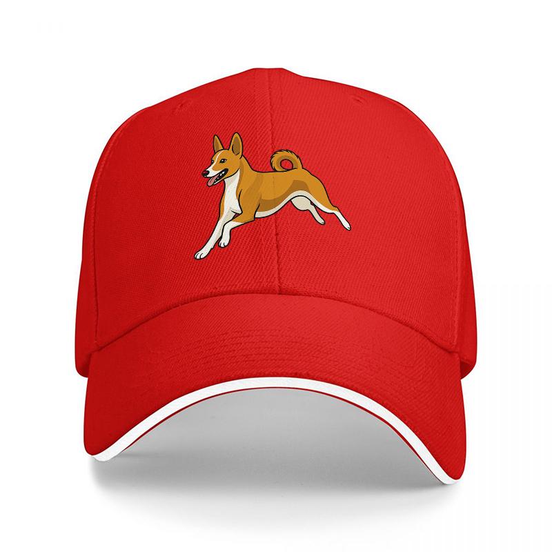 Corgi Dog Running Design Black Baseball Cap with White Trim for Dog Lovers and Pet Enthusiasts Fashionable Casual Hat