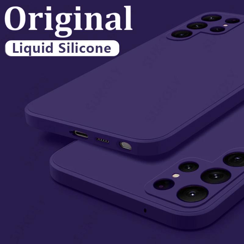 Case For Samsung Galaxy S24 S23 S22 S25 Ultra S24 FE A56 A55 A53 A54 A16 A17 5G S25 Edge Shockproof Liquid Silicone Phone Cover