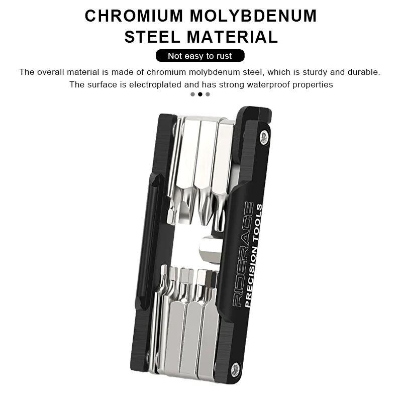 RIDERACE Bike Repair Tool 20 In 1 Portable Chain Splitter Cutter Hex Spoke Wrench Screwdriver Multitool For Bicycle Multi Tools