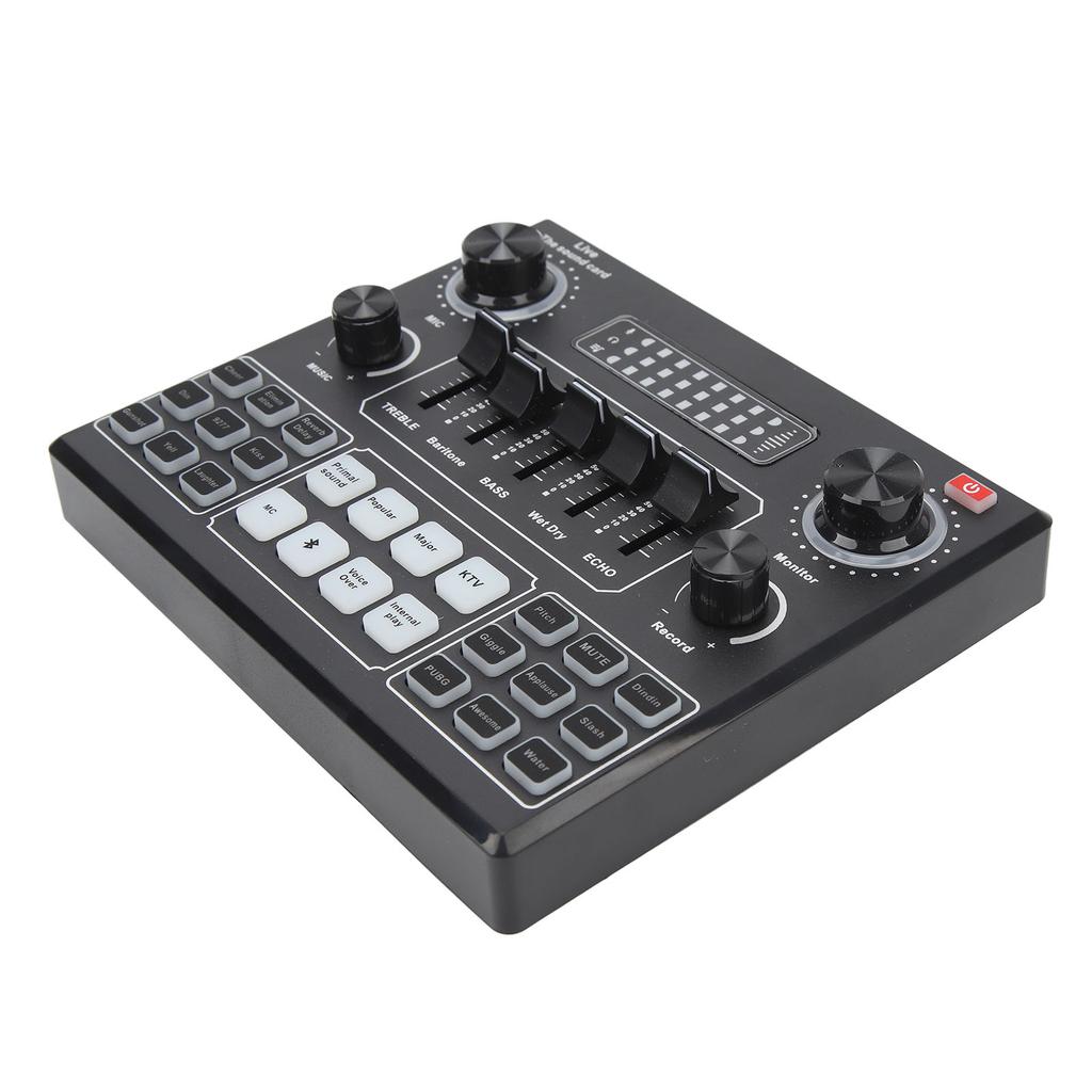 Live Sound Card Professional Dual Channel Bluetooth Stereo Mixer Board with Effect Voice Changer for Live Streaming