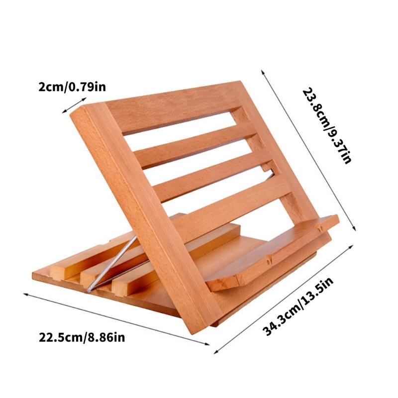 Support de lecture pliable en bois peu encombrant avec clip pour page, angles réglables, support pour manuel, partitions de musique, livre de cuisine