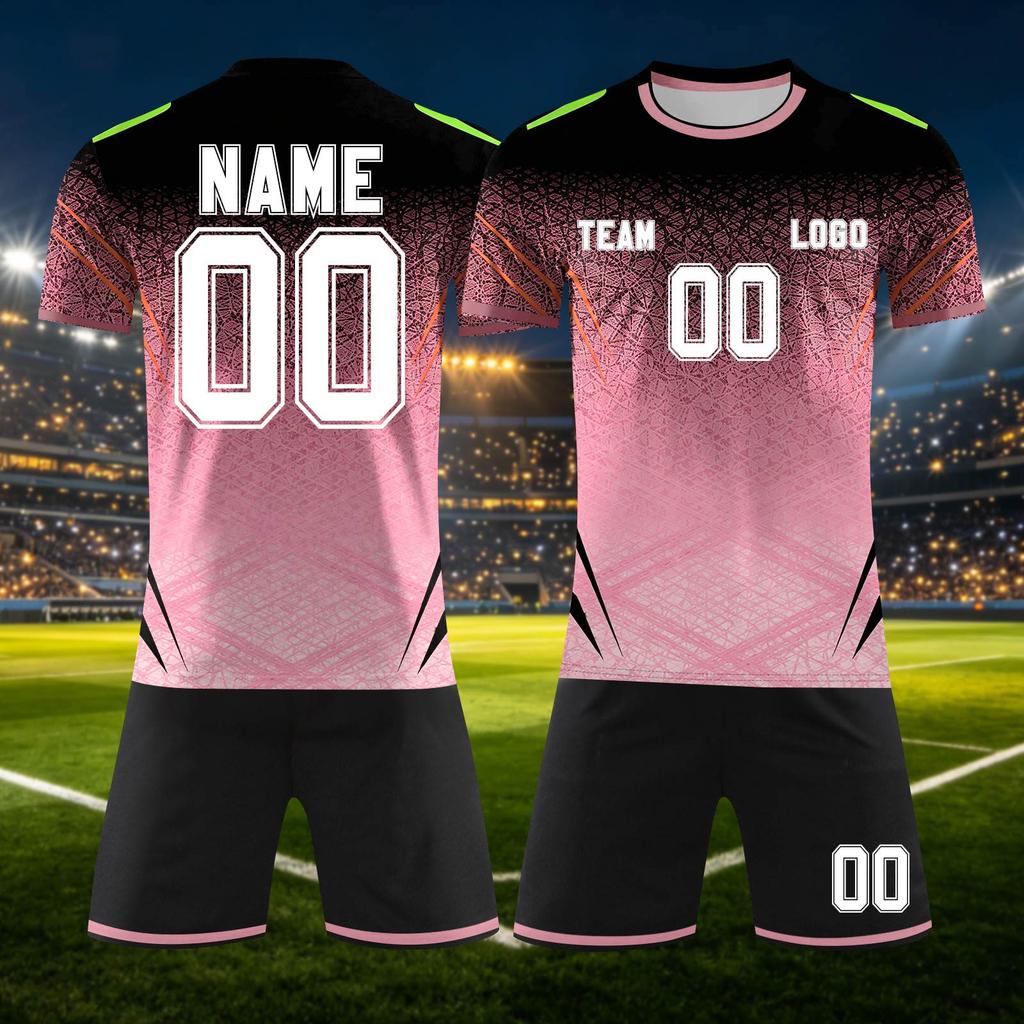 Custom DIY Two Piece Jersey Set Short Sleeve Shirt and Shorts Personalized and Number for Sports Team Uniforms