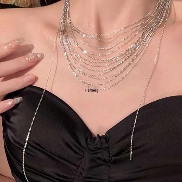 Damen 2025 Leichter Luxus Mehrschichtige Quasten Choker Halskette - Stilvolles Party Schlüsselbein-Accessoire für Studentinnen