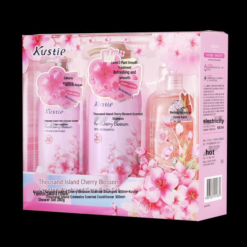 Kustie Thousand Island Cherry Blossom Hair & Body Care Set