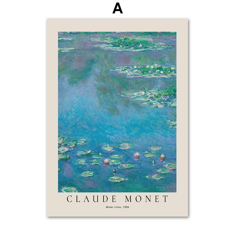 

Claude Monet Abstract Retro Impressionist Wall Art, Canvas Nordic Posters and Prints, Wall Pictures for Living Room Decor 21x30cm No Framed