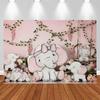 LS Photography Background Cute Elephant Bow Floral Decor Baby Shower Birthday Cake Smash Kids Portrait Photo Backdrop Studio