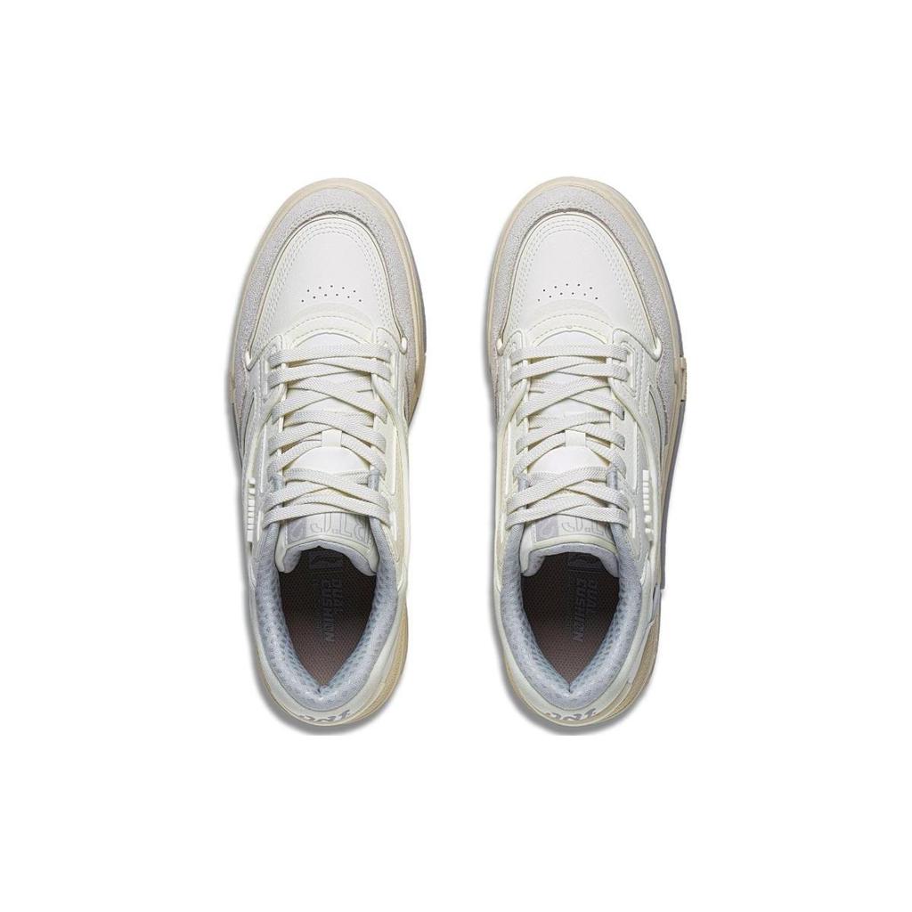 Li Ning 001 BTC Synthetic Leather Slip Resistant Abrasion Resistant Low top Skateboard Shoes Men's Ecru AGCT007-2