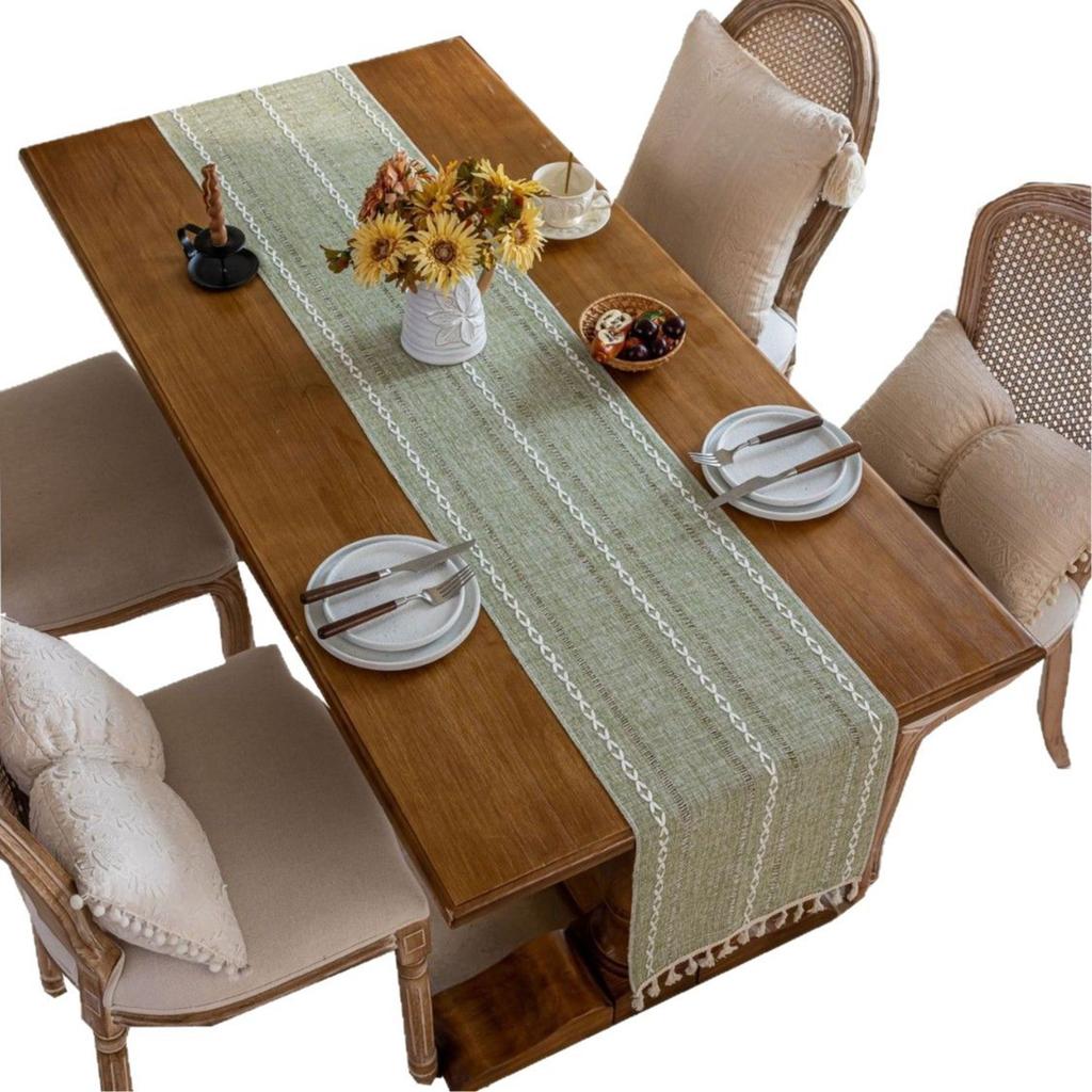 Table Flag Modern Simple Style Solid Color Tea Tablecloth Hollow Fringed Long Tablecloth Coffee Table Dust Decoration