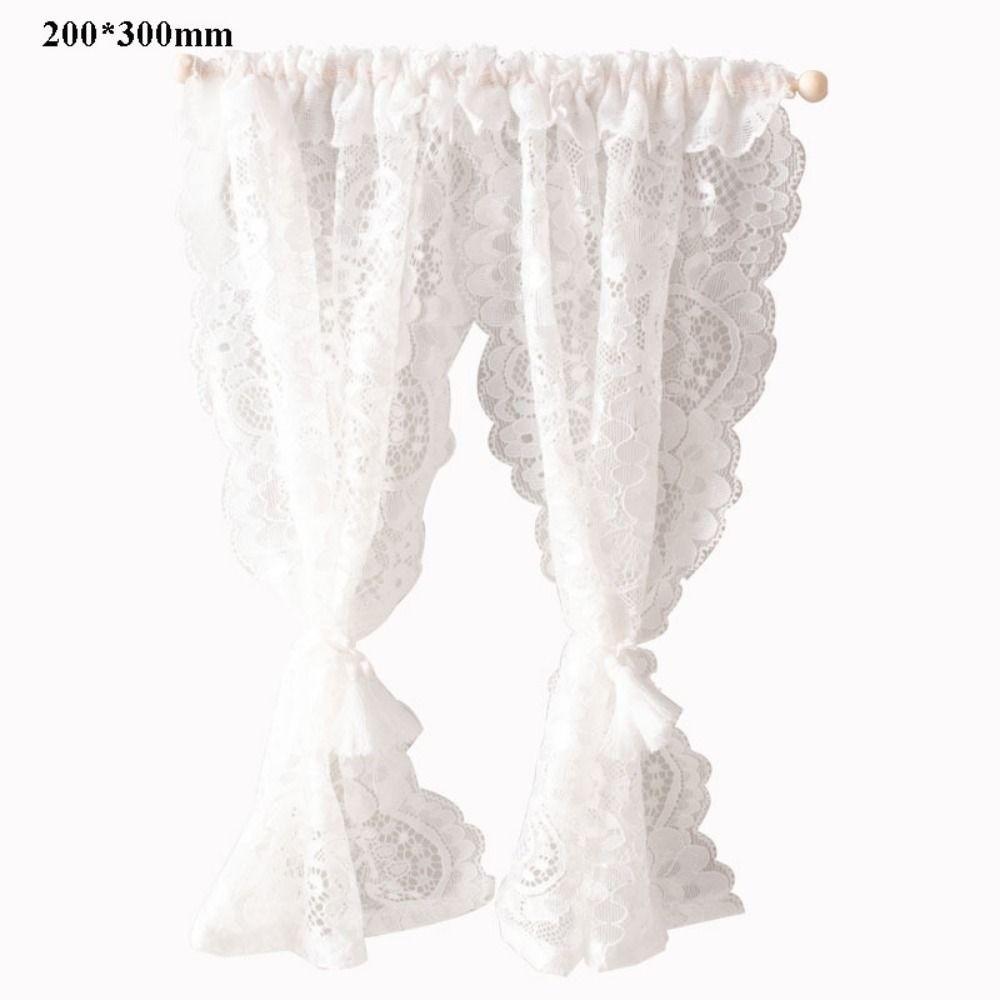 1/12 Dollhouse Sweet Floral Curtains Model 3 Styles Lace Mesh Simulation Floral Curtains White Dolls House Living Scene Decor
