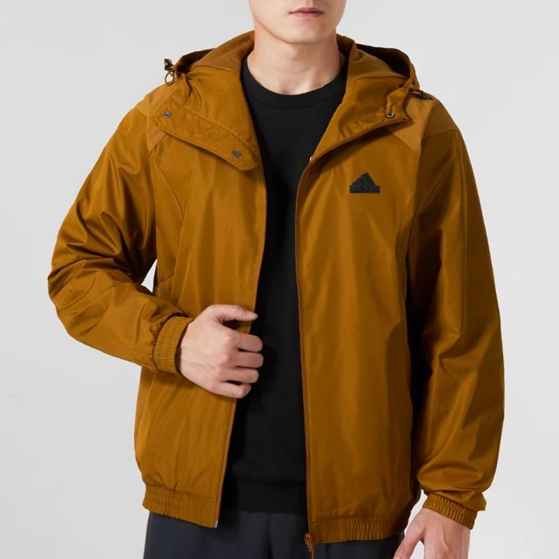 Adidas Color Block Casual Hooded Woven Running Jacket Men Jacket Khaki IP4921