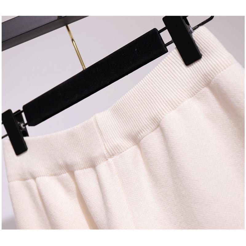 Pletené harémové kalhoty s vysokým pasem dámské podzimní a zimní volné ležérní devítiminutové kalhoty