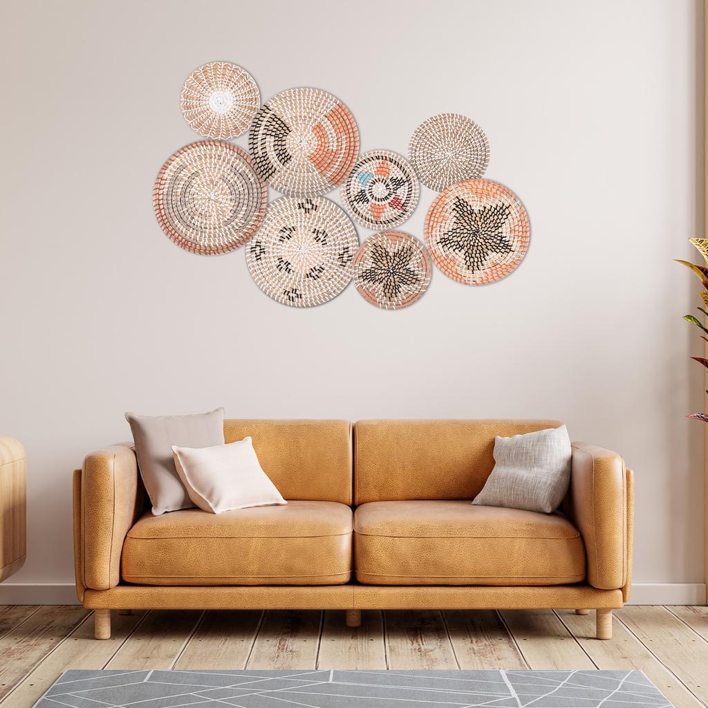 35cm Hängender Gewebter Wandkorb Natur Rattan Wandkorb Dekor Boho Bauernhaus Rustikal Dekorative Tischdeko für Wohnzimmer