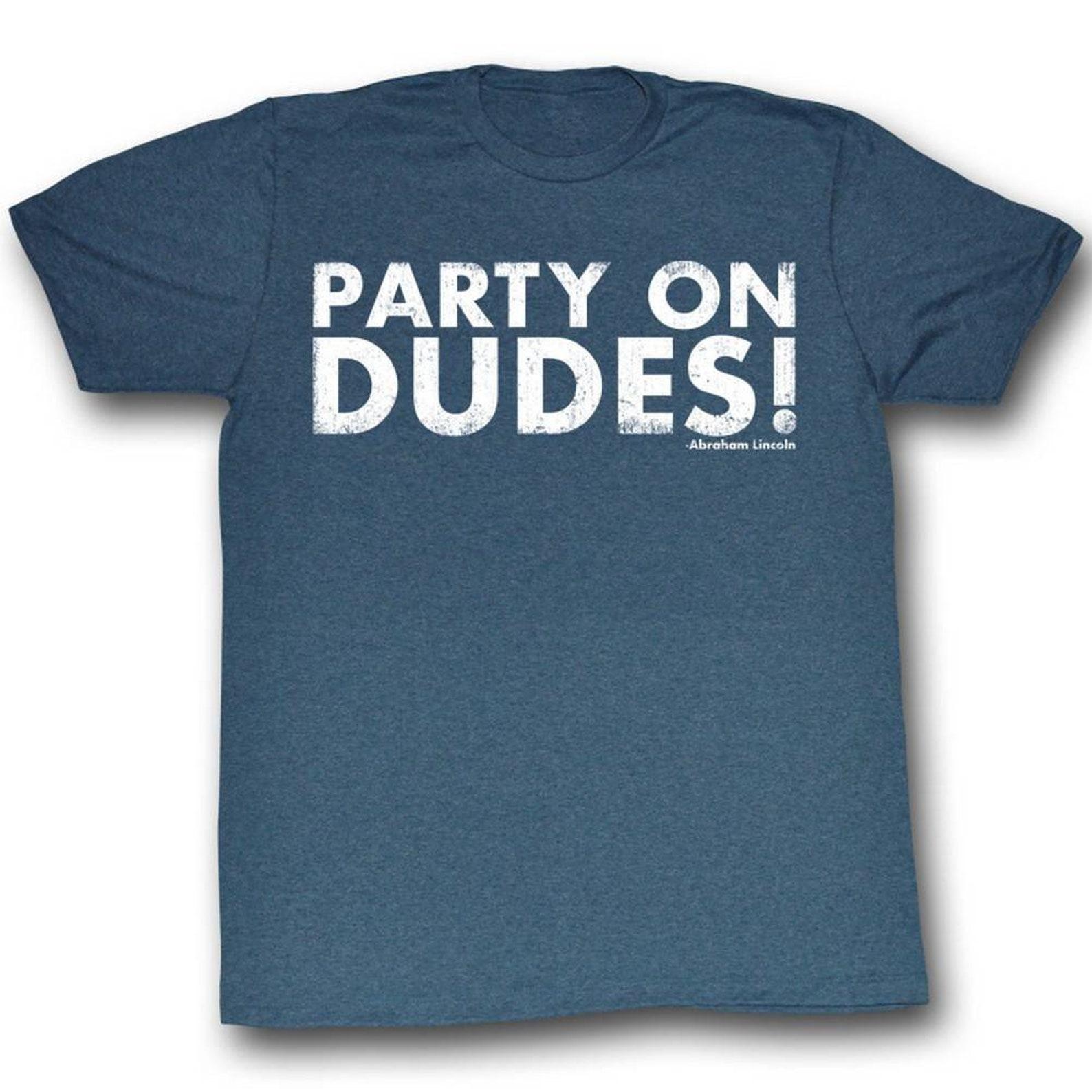 Bill and Ted Partay! Navy Heather Adult T-Shirt L
