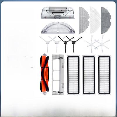 Zubehör für Xiaomi-Roboterstaubsauger: Hauptbürste, Wischtuch, Staubbehälter, Filter, Wassertank.