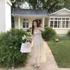 High-end Ethnic Style Heavy Industry Lace Splicing Skirt New Summer Hollow Fringed Suspender Beautiful Dress