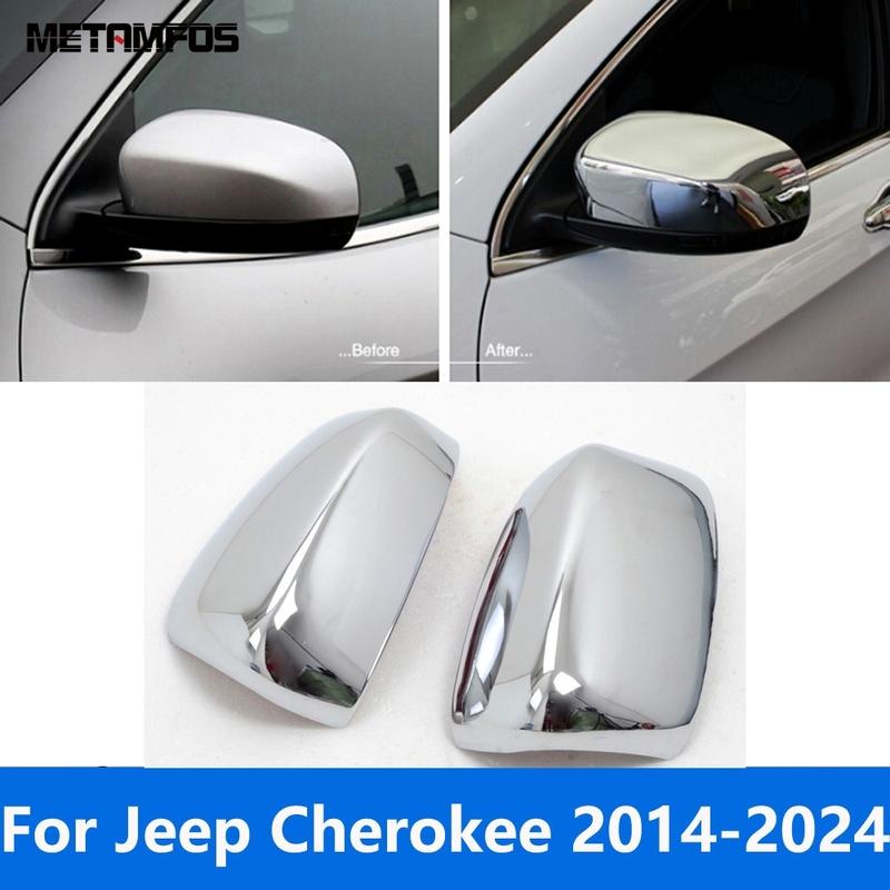 Rearview Side View Mirror Cover Trim For Jeep Cherokee 2014- 2024 Chrome Protection Cap Sticker Accessories Car Styling