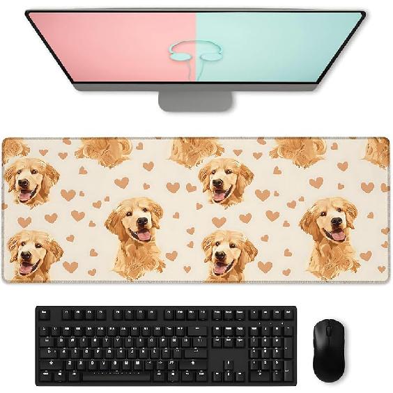 Floral & Butterfly Gaming Mouse Pad, Large Soft Purple Flower Desk Mat for Keyboard Computer Laptop, Non-Slip Rubber Base Extended Desktop Mousepad