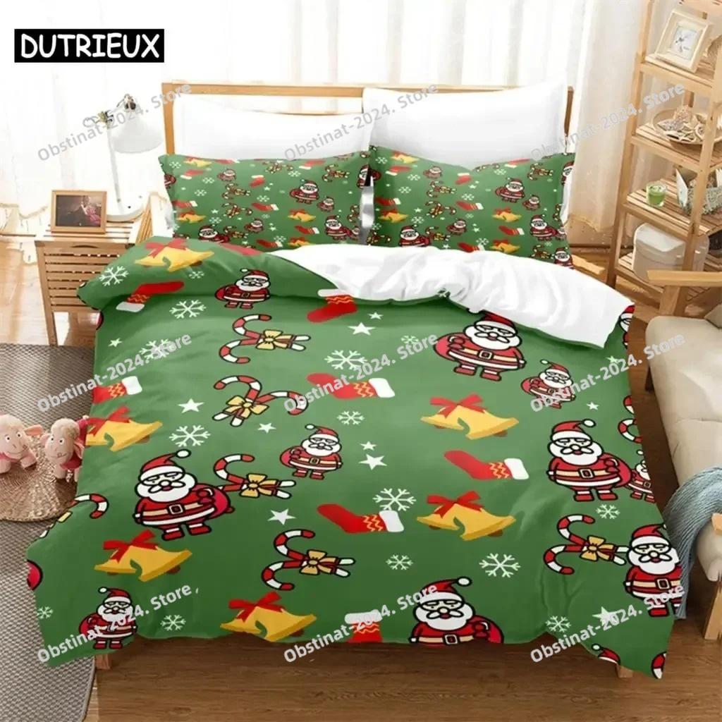 Cartoon Weihnachtsmann Bettwäscheset Bettbezugset 3D Bettwäsche Digitaldruck Bettwäsche Queen Size Bettwäscheset Modisches Design