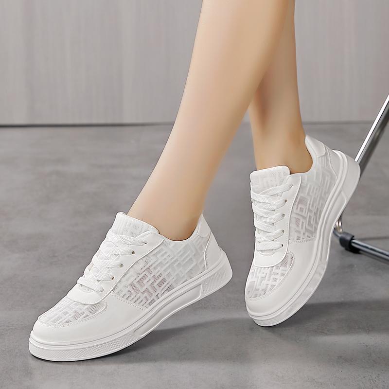 TUINANLE Damenschuhe, geometrisches Netzgewebe, atmungsaktiv, lässige Turnschuhe, Mädchen, rutschfeste Plateauschuhe