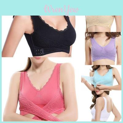 Women Lady Sexy Front Cross Adjustable Side Buckle Lace Vest Wireless Sport Bra For Ultimate Comfort And Style