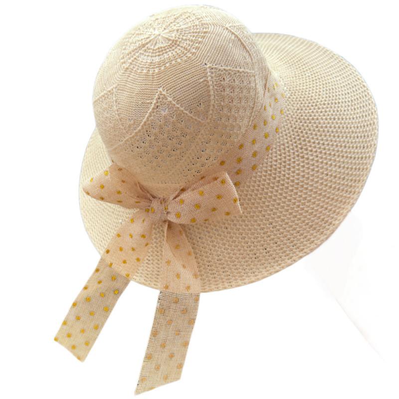 Summer Straw Hat For Women With Wide Brim And Bow Tie Sunshade Sun Hat
