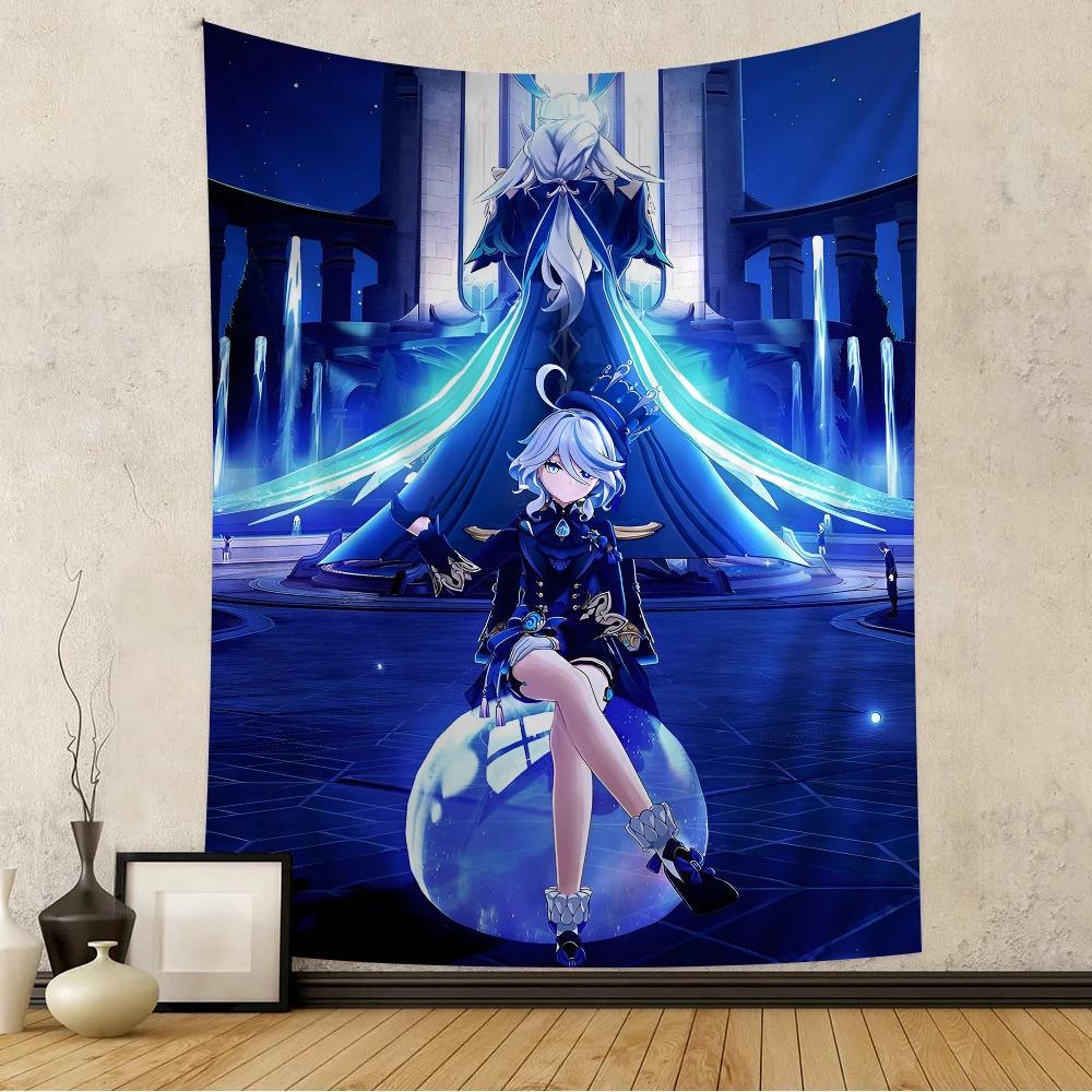 Furina G-Genshin I-Impact Tapestry Wall Hanging Cheap Hippie Wall Hanging Bohemian Wall Tapestries Mandala Wall Hanging Sheets