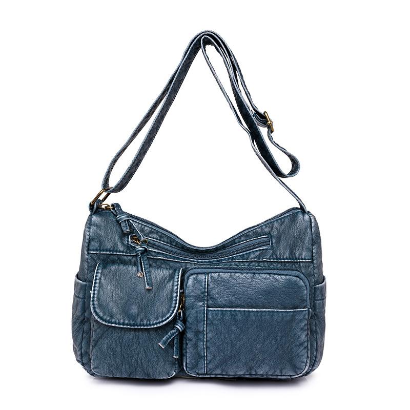 Women's bag new soft leather messenger bag solid color urban simple fashion shoulder bag mother bag