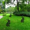 Animal Silhouette Bunny Rabbit Garden Stake - Yard Art for Lawn, Patio, and Home Decor with Floral Cutouts
