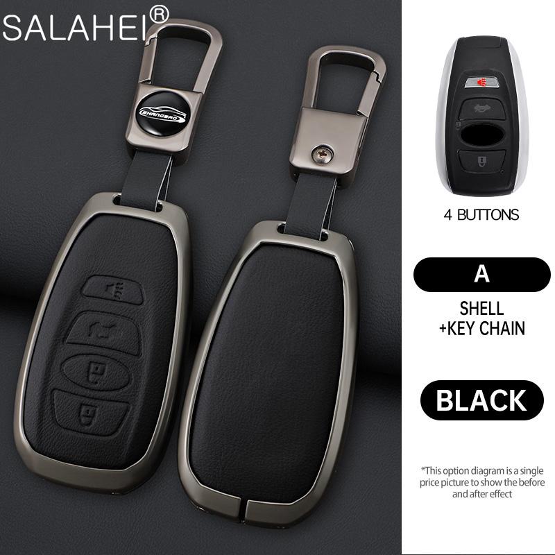 Leather Car Key Case Cover For Subaru Brz Sti Xv Sv Forester Legacy Outback Crosstrek Impreza Wrx Ascent Keychain Accessories