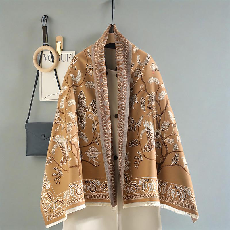 Luxury Double-Sided Women's Scarf: Thick Imitation Cashmere Shawl & Neck Warmer for Autumn/Winter