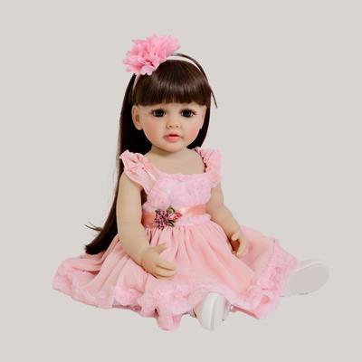 Cute 55cm Reborn Baby Girl Dolls Betty Full Silicone Body Simulation Dolls with Long Hair Toddler Dress Up Play House Game Toy Kid Birthday Xmas Gifts