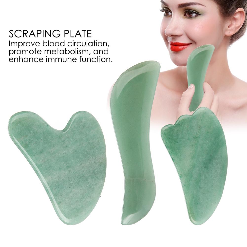 3Pcs Green Aventurine Scraping Plate Board Set Body Massage Plate Scraping Massage Tool