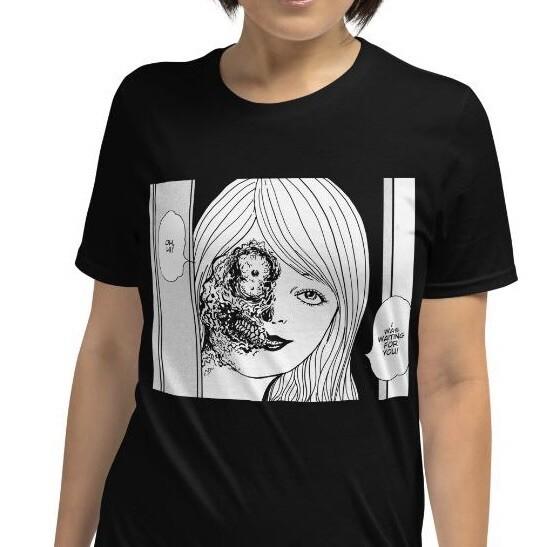 

Creepy Anime Girl Manga Horror Two face Disgusting Short-Sleeve Unisex T-Shirt L