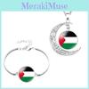 Handcrafted Palestinian Flag Design Moon Pendant Necklace Factory Direct Sale
