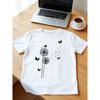Women's Dandelion Butterfly Print Tee Round Neck Short Sleeve Summer Casual Comfort Top