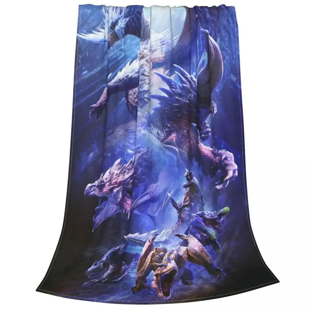 Monster Hunter World Iceborne Blanket Sofa Cover Coral Fleece Plush Gift Thin Throw Blanket for Bedding Travel Plush Thin Quilt