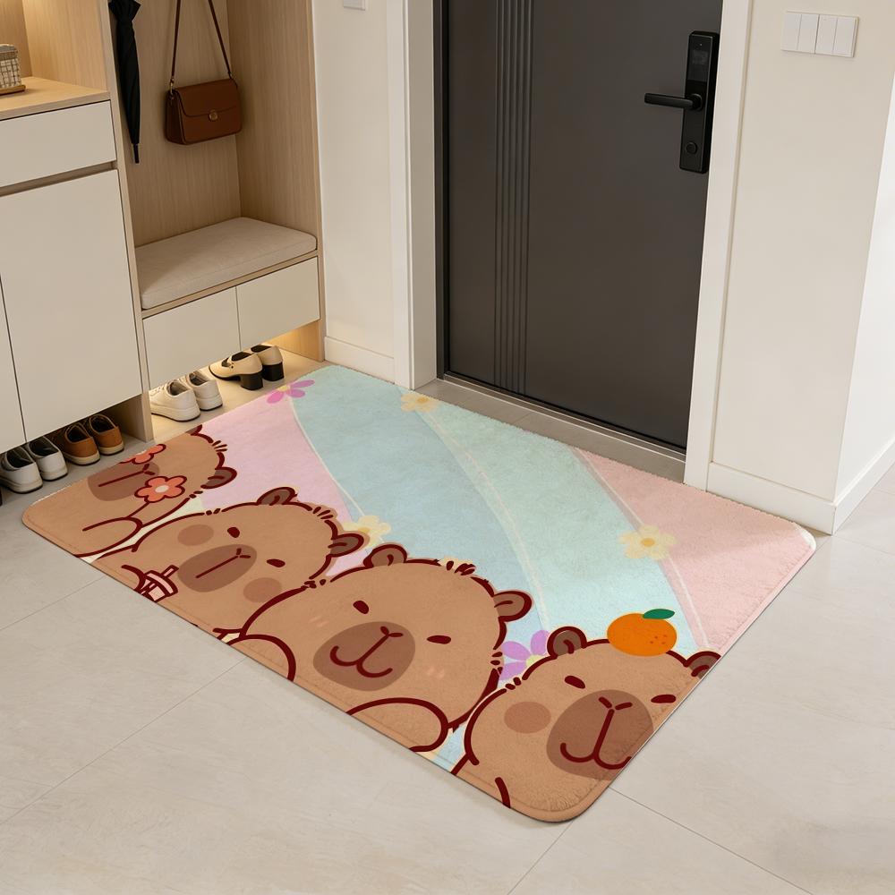 

Anime C-capybara Floor Mat Flannel Door Mat Non-Slip Absorbent Washable Indoor Home Rug 40x60cm