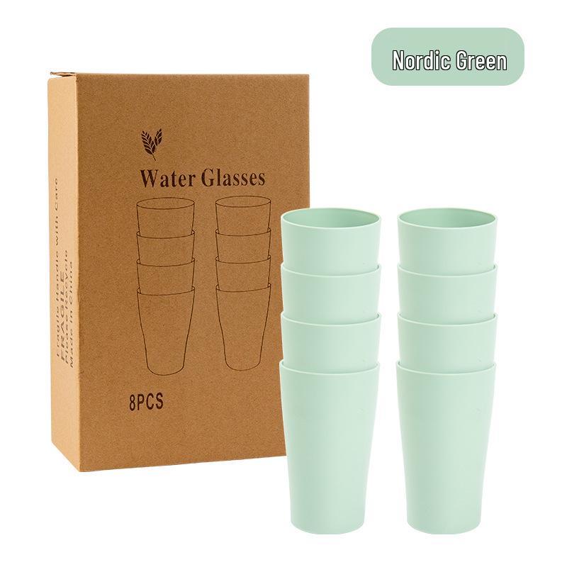 Cross-border Plastic Tableware Set: Plates, Bowls, Cups, Vomit Bowls, 24-Piece for Home Use.