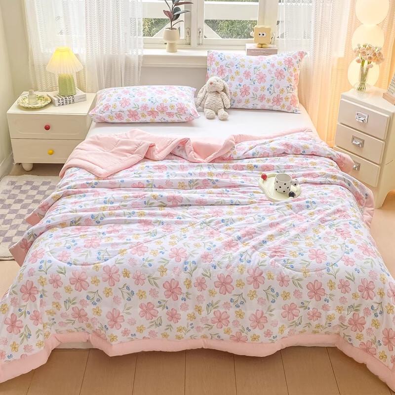 Jie Li Ya Ice Silk Summer Quilt - Pink Floral (150x200cm)