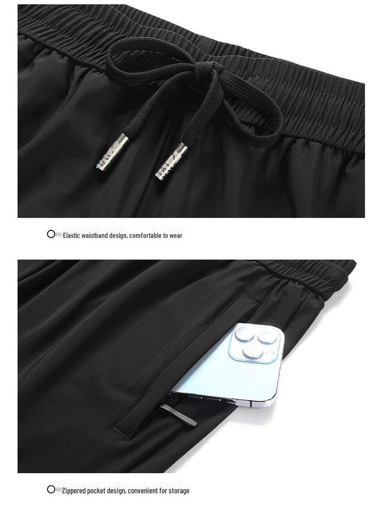 Men's Summer Ice Silk Sports Suit - Casual Two-piece Short Sleeve T-shirt & Shorts Set for All Ages.