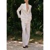 Double Breasted Long Sleeves Casual Suit Jacket 2863635 Loose High Waist Jacquard Casual Pants 2860635