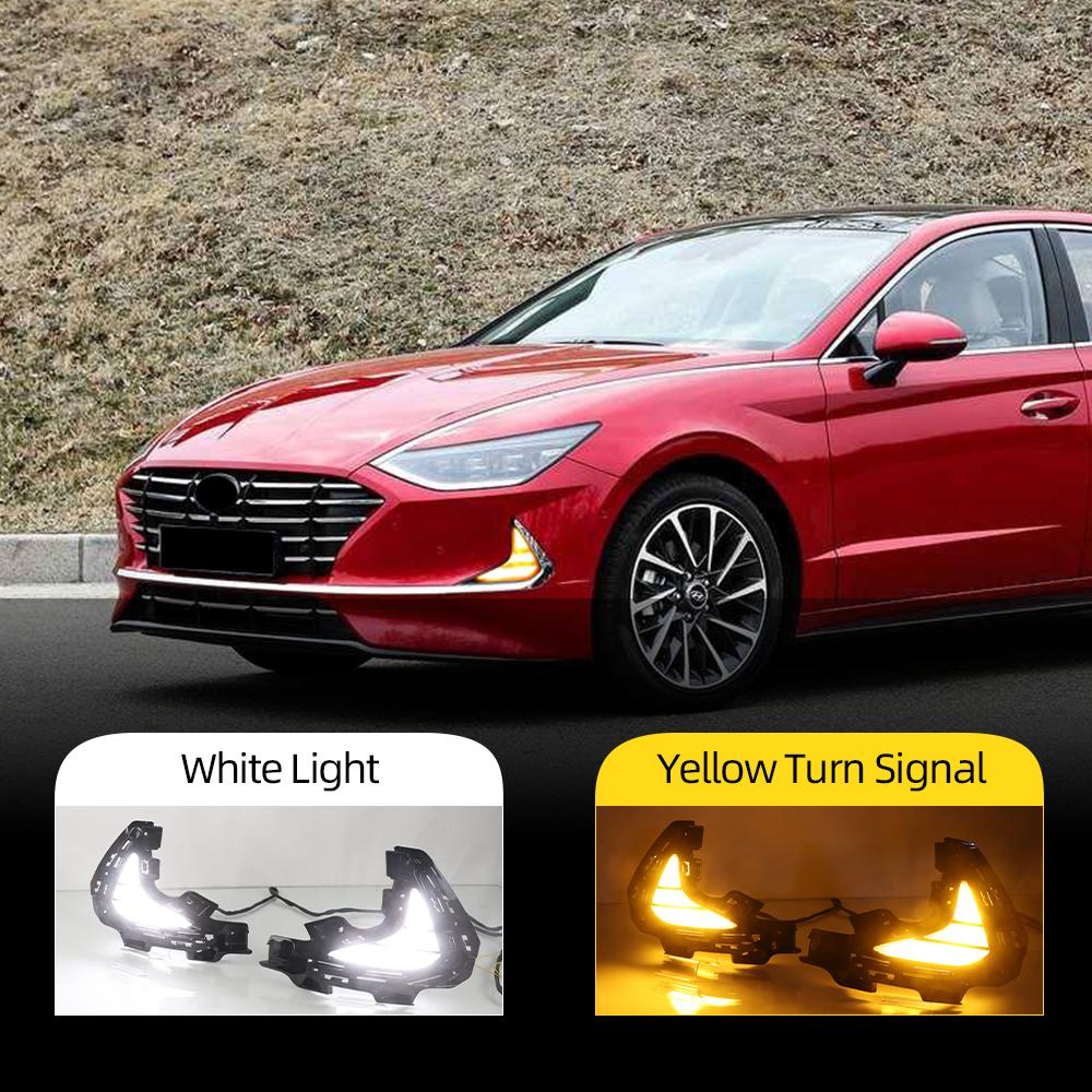 

2 шт. автомобильные светодиодные дневные ходовые огни для Hyundai Sonata 2020 2021 DN8 автомобильные аксессуары DRL противотуманные фары украшения указатель поворота