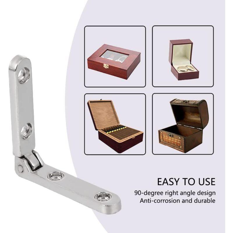 2Pcs 90 Degree Hinges 3cm, Mini Zinc Alloy Cabinet Hardware for Jewelry Box, Wooden Gift Box, DIY Crafts