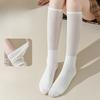 White Pile Socks for Women, Spring and Autumn Cotton Socks, Calf Socks, Summer Thin Mid-calf Socks, Paired with Small Leather Shoes To Shape The Legs