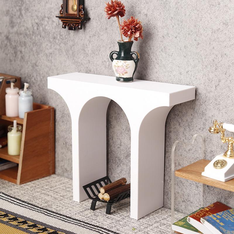 1Pcs Scene Decoration For Home Garden 1/12 Dollhouse Mini Arched Fireplace Christmas European Retro Style Furniture Model