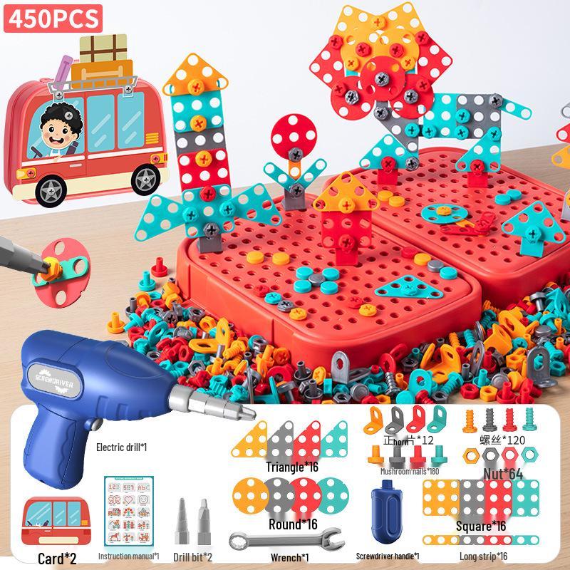 Kids' Electric Drill DIY Toolbox: Educational Screw-Tightening & Repair Toy for Boys and Girls