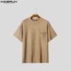 INCERUN Summer Men Short Sleeves Hollow See Through Casual Loose Basic T-shirts