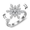 Silver Snowflake Winding Stackable Ring Spinner Rings for Couple Women Men