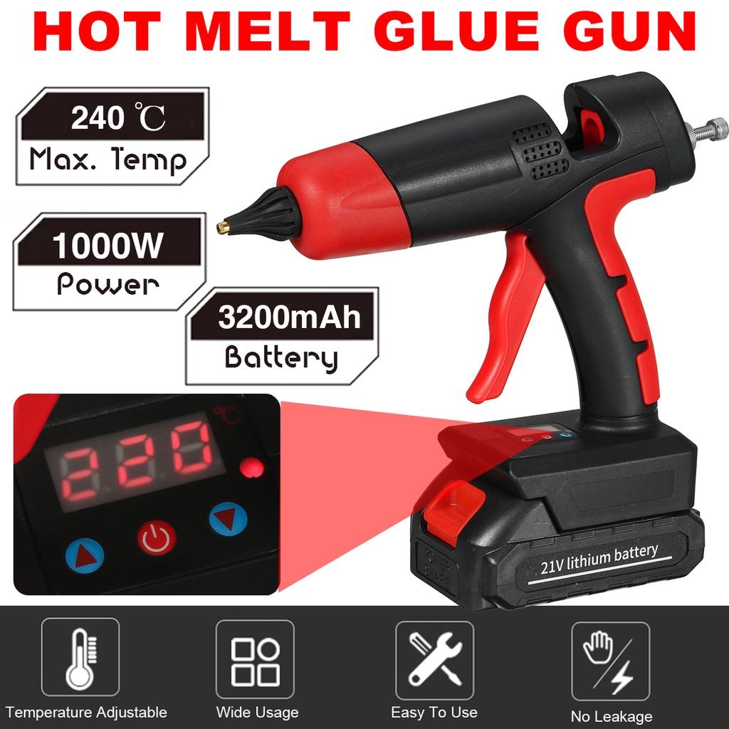 21V 1000W Cordless Electric Hot Melt Glue Guns Welding Hot Air Guns Plastic Temperature Adjustable Anti-scald Nozzle for Lithium Battery